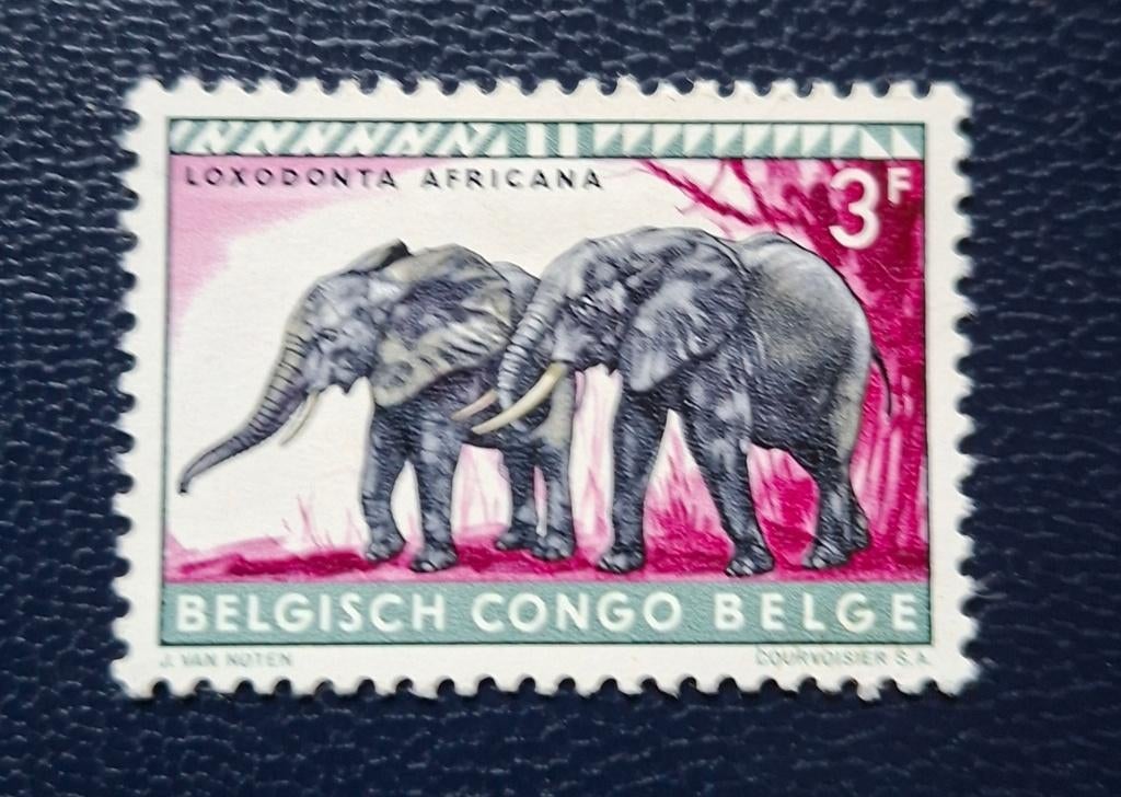 Timbre OBP 357* du Congo belge, Enlèvement ou Envoi, Trace d'autocollant