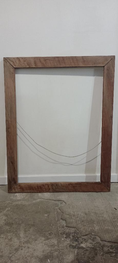 Oud houten leeg frame, met hoekverstevigingen, 64x84, c19, Huis en Inrichting, Ophalen, Gebruikt, Hout