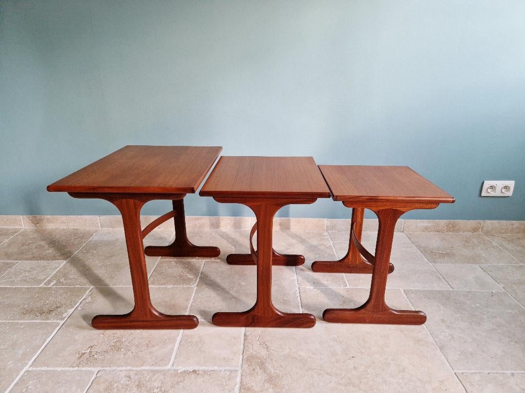 Set van 3 teakhouten bijzettafels van Gplan, jaren 60, Royaume-Uni, Ophalen of Verzenden, Scandinave, Gplan