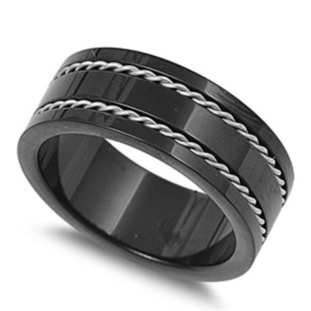 Bague câble acier noir pour homme, Bijoux, Sacs & Beauté, Bagues, Neuf, Enlèvement ou Envoi, Fer ou Acier, Homme