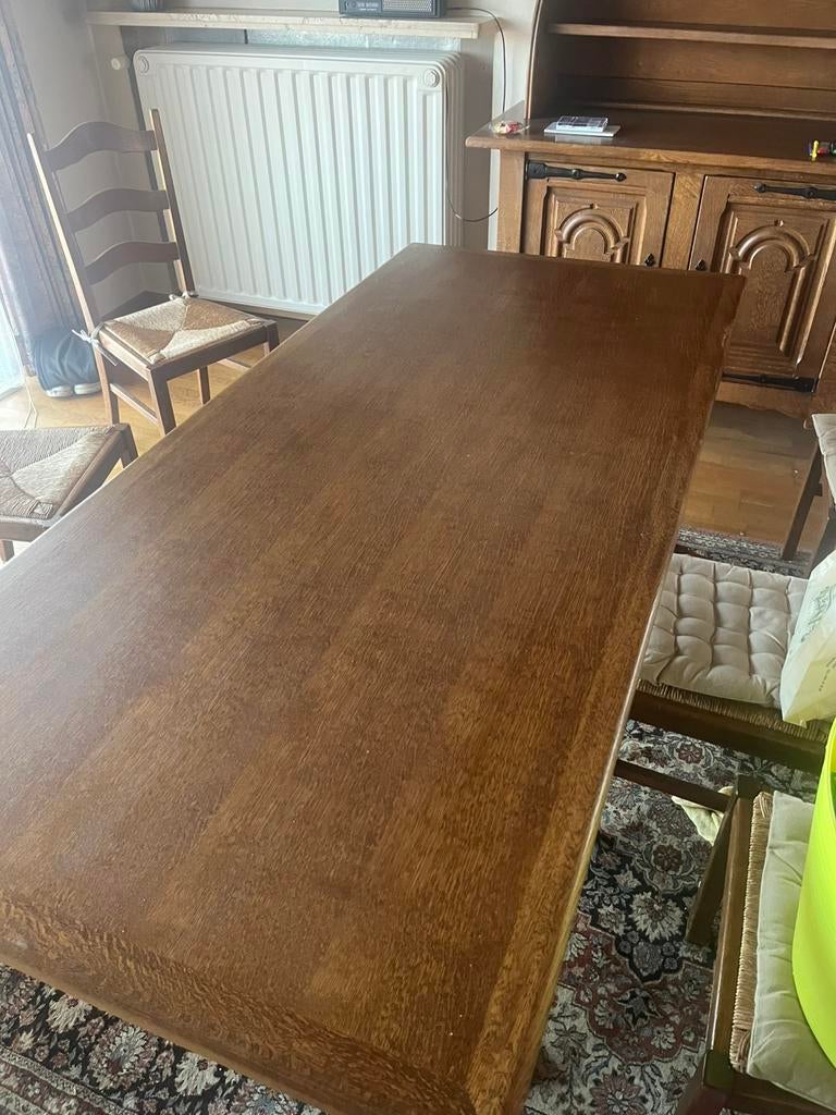 Antieken tafel + 6 stoelen, Ophalen, Zo goed als nieuw