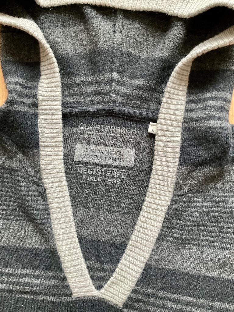 A vendre chandail shetland jeune/homme avec capuche, Gris, Comme neuf, Enlèvement, Taille 48/50 (M)