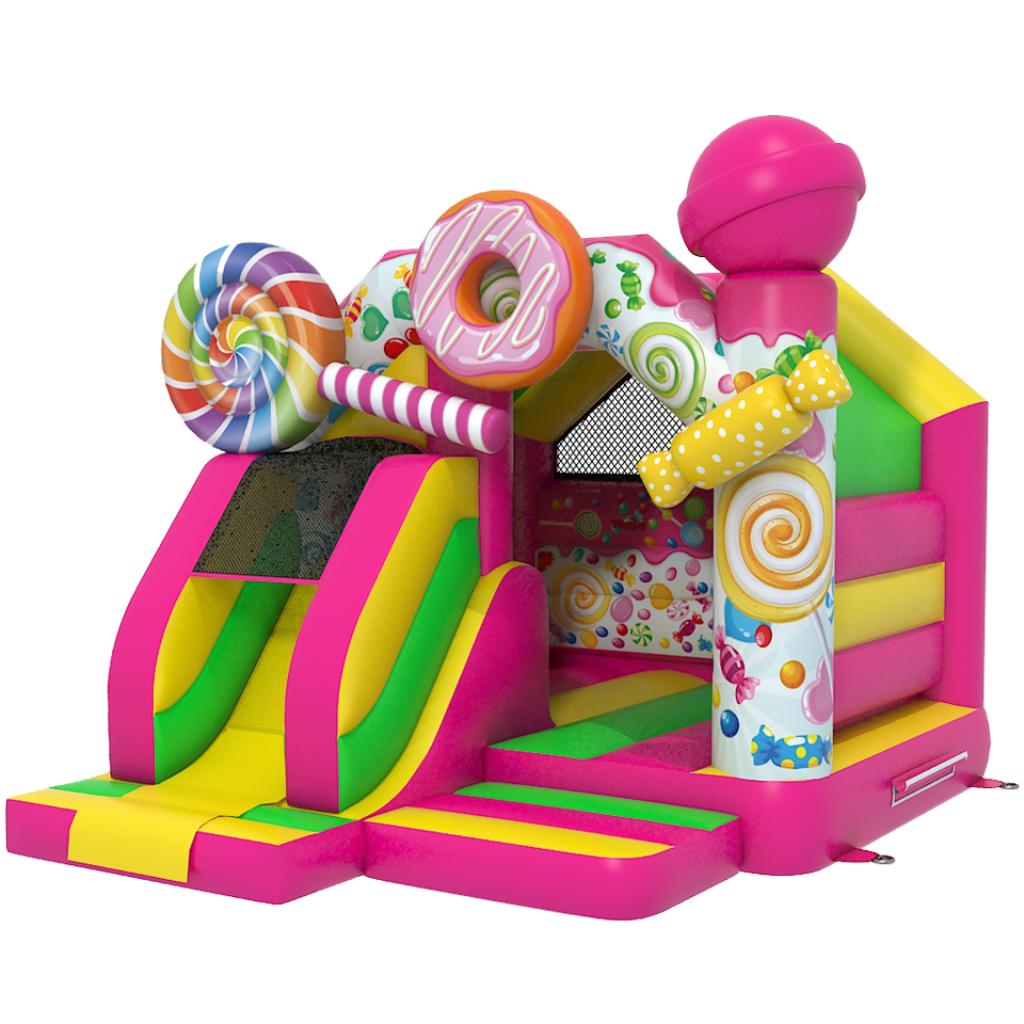 Verhuur springkasteel candy met glijbaan, Envoi
