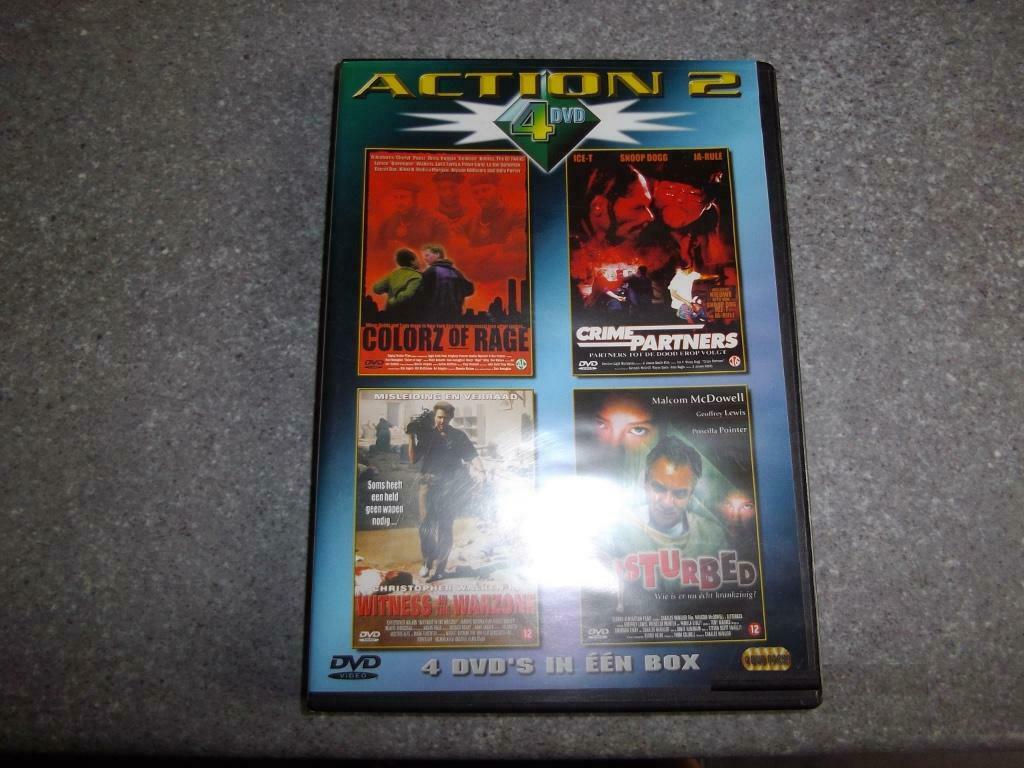 4 films en DVD : Action2, Colors of Rage,Crime Partners, Dis, Action, Enlèvement ou Envoi, Coffret, Comme neuf