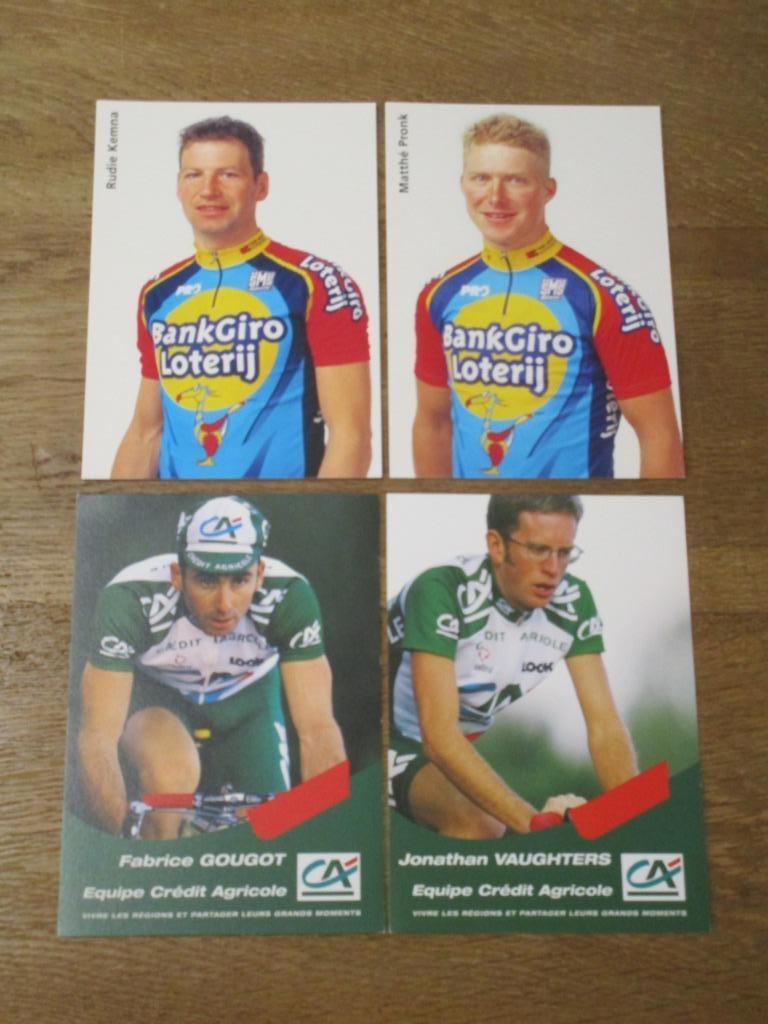 4 FOTO'S WIELRENNERS BANKGIRO LOTERIJ EN CREDIT AGRICOLE, Ophalen of Verzenden, Zo goed als nieuw, Foto