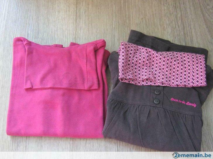 Lot de 2 T-shirt col roulé fille 4-5 ans 110 cm, Utilisé