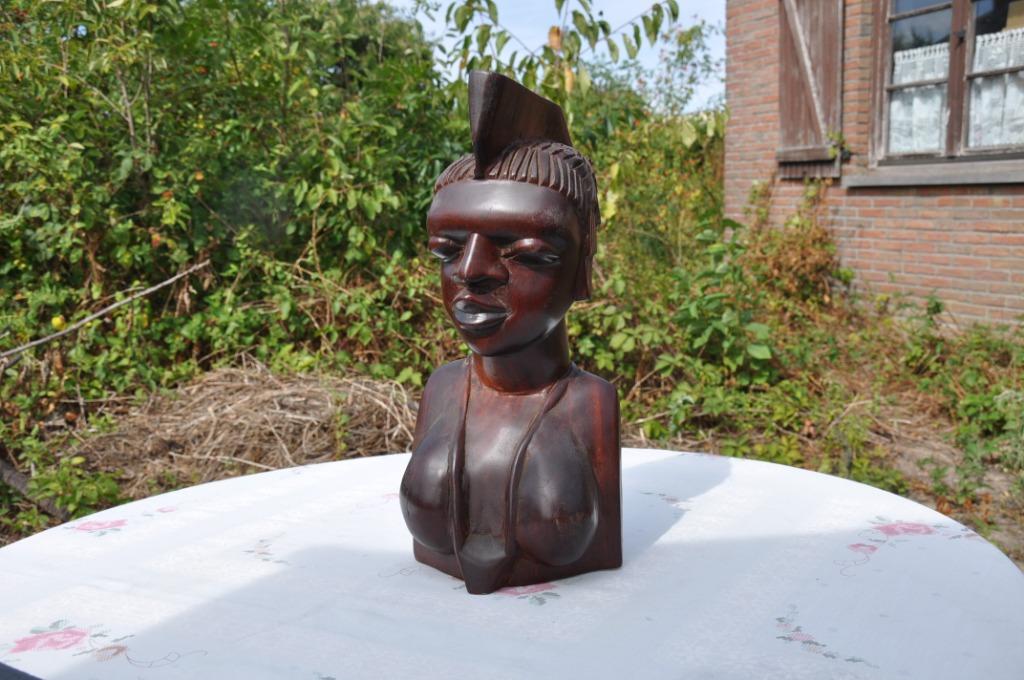 D buste feminin africain bois ebene, Antiquités & Art, Enlèvement ou Envoi