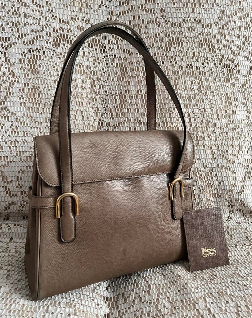 Sac DELVAUX cuir kaki modèle rare, Enlèvement ou Envoi, Comme neuf