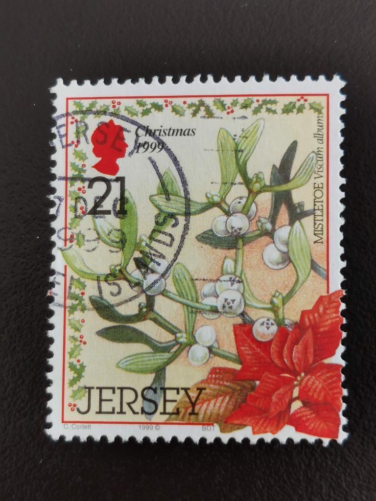 Jersey 1999 - Kerstmis - bloemen - maretak - kerstroos, Ophalen of Verzenden, Gestempeld