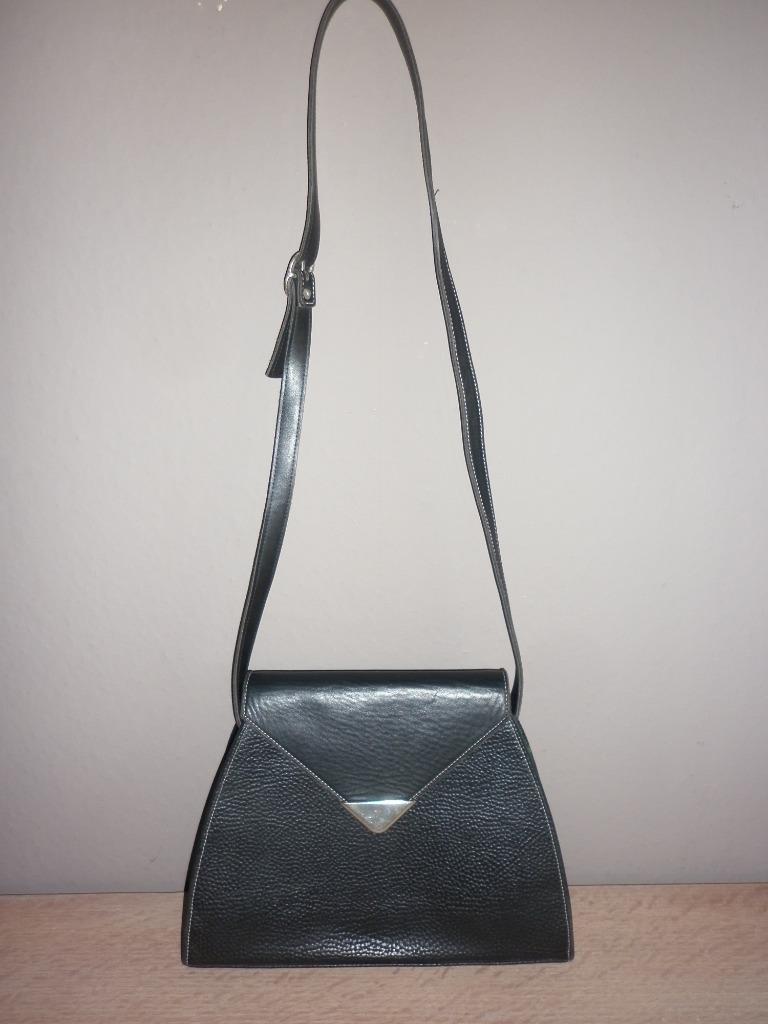 blauwe lederen handtas met lange riem, Handtassen en Accessoires, Tassen | Damestassen, Ophalen of Verzenden, Handtas