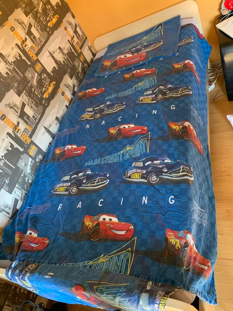Housse de couette 1 personne Car’s avec taille d’oreille, Utilisé, Bleu, Garçon ou Fille, Housse de couette
