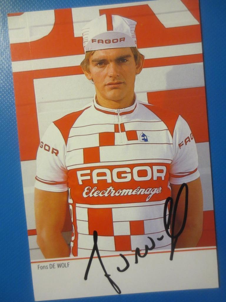 Wielerkaart 1985 team fagor fons de wolf signe, Verzenden, Zo goed als nieuw