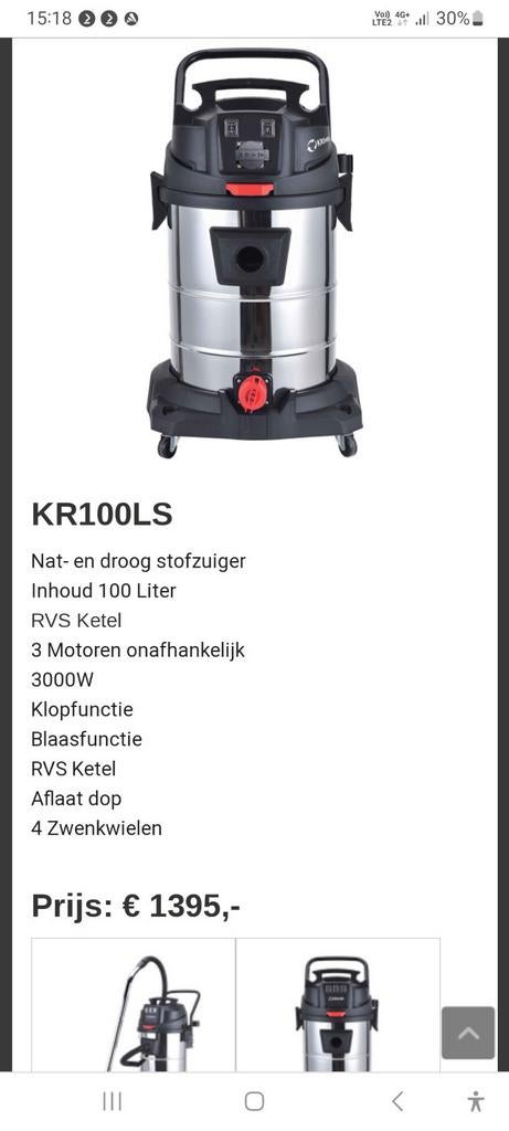 Industriële stofzuiger 3 motoren 3000watt eau poussière