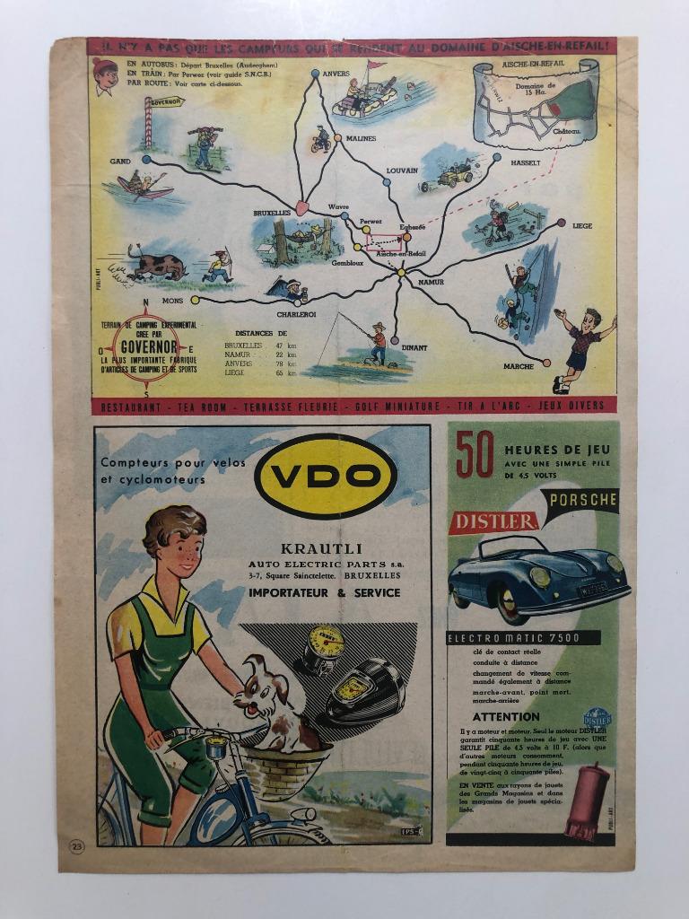 Supplément volant Tintin 23 de 1955 - Sabena vélo Tintin etc, Hergé Vandersteen Tibet …, Une BD, Enlèvement, Utilisé