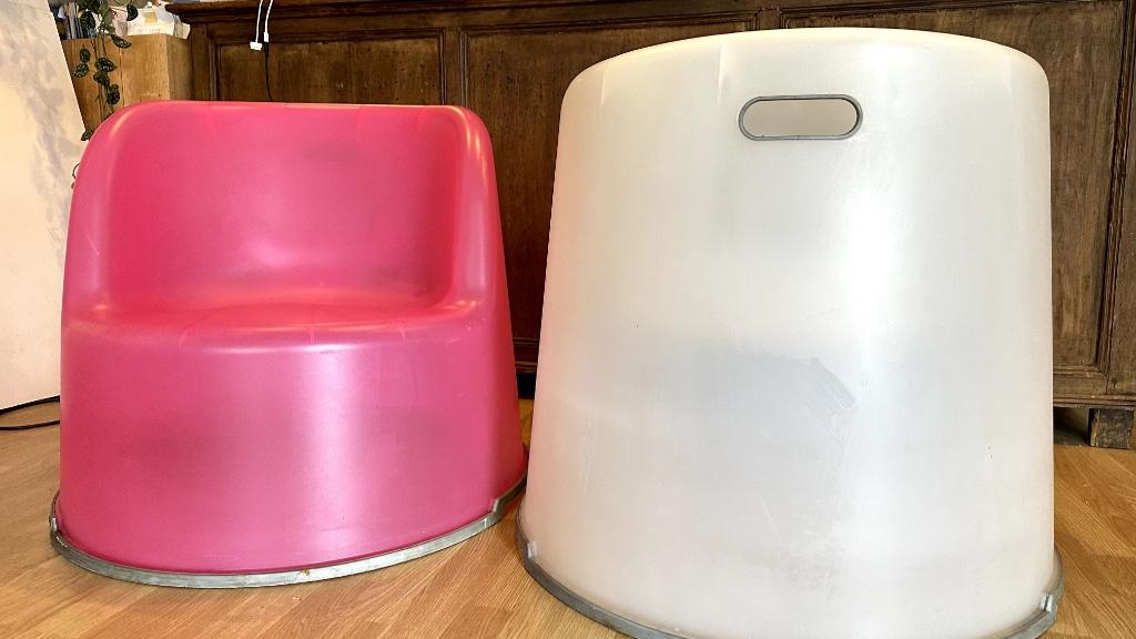 kuipzetels in plastiek van Ikea, Huis en Inrichting, Fauteuils, Ophalen, Kunststof, Minder dan 75 cm, Zo goed als nieuw