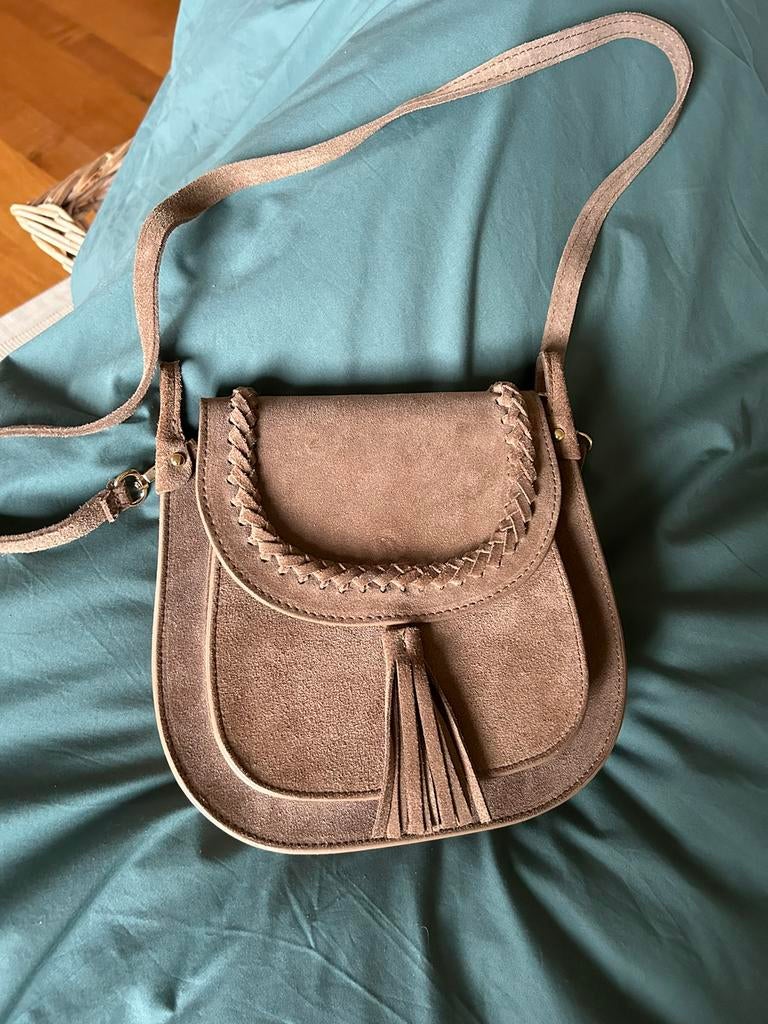 Sac en daim style bohème, Zo goed als nieuw, Bruin, Schoudertasje