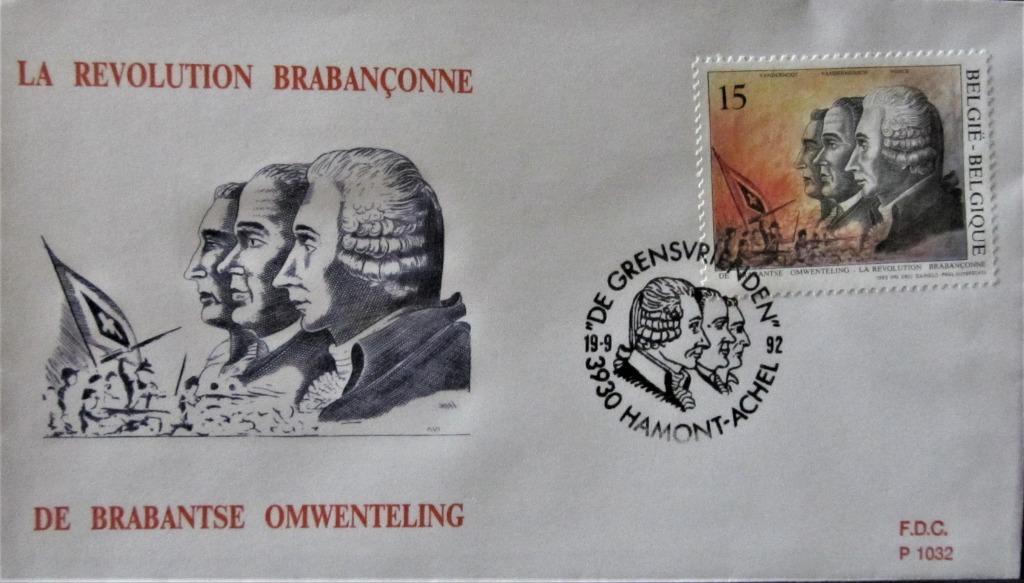 FDC- BELGIË- DE BRABANTSE OMWENTELING, Ophalen of Verzenden, Gestempeld, Overige thema's