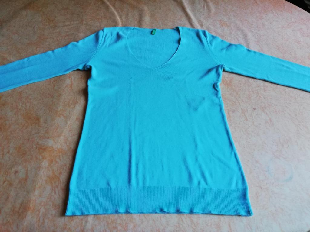 TURKOOSE 100% KATOENEN BENETON PULL M -  ALS NIEUW, Kleding | Dames, Maat 38/40 (M), Overige kleuren, BENETON, Ophalen of Verzenden