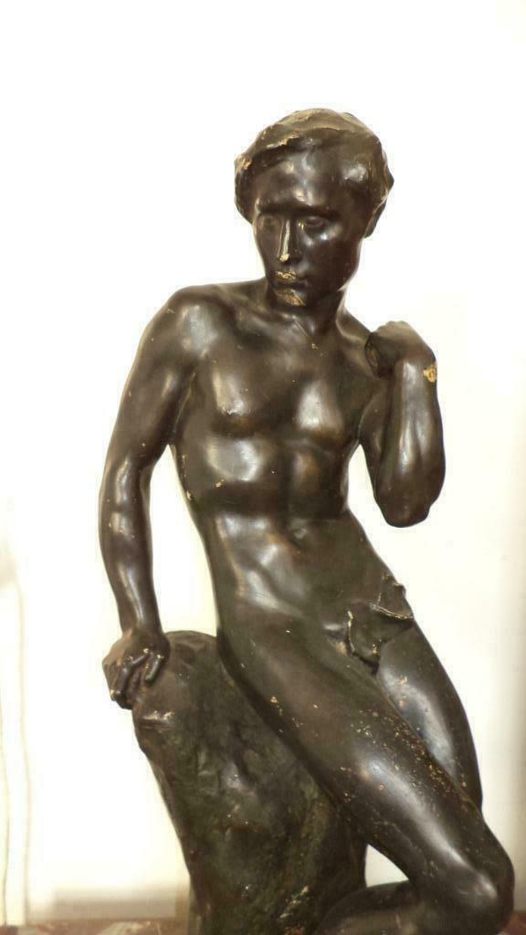 Charles DE BRICHY Gent Art Nouveau origin. model naakte man, Antiek en Kunst, Ophalen