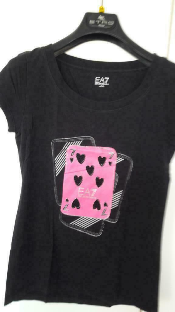 zwarte t shirt (EA7) XS  170, Enlèvement ou Envoi, Comme neuf, Taille 34 (XS) ou plus petite, Noir