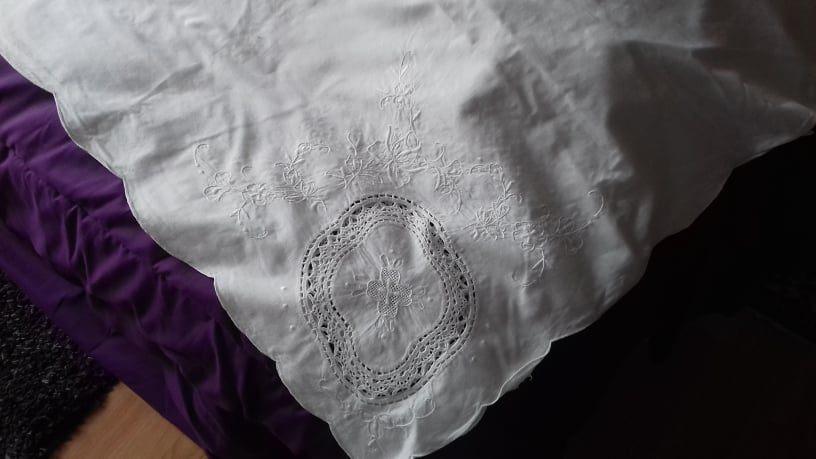 nappe blanche ancienne brodée à la main (270 x165 cm), Enlèvement ou Envoi
