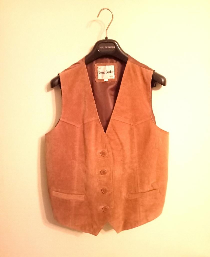 Vintage  Daim - Leder Gilet  Keenan Leather Compagny  (1975), Ophalen of Verzenden, Zo goed als nieuw, Maat 48/50 (M), Bruin