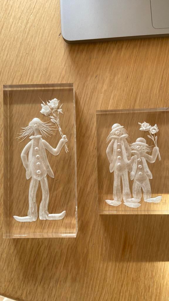 Décorations en plexi - gravures de clowns, Comme neuf