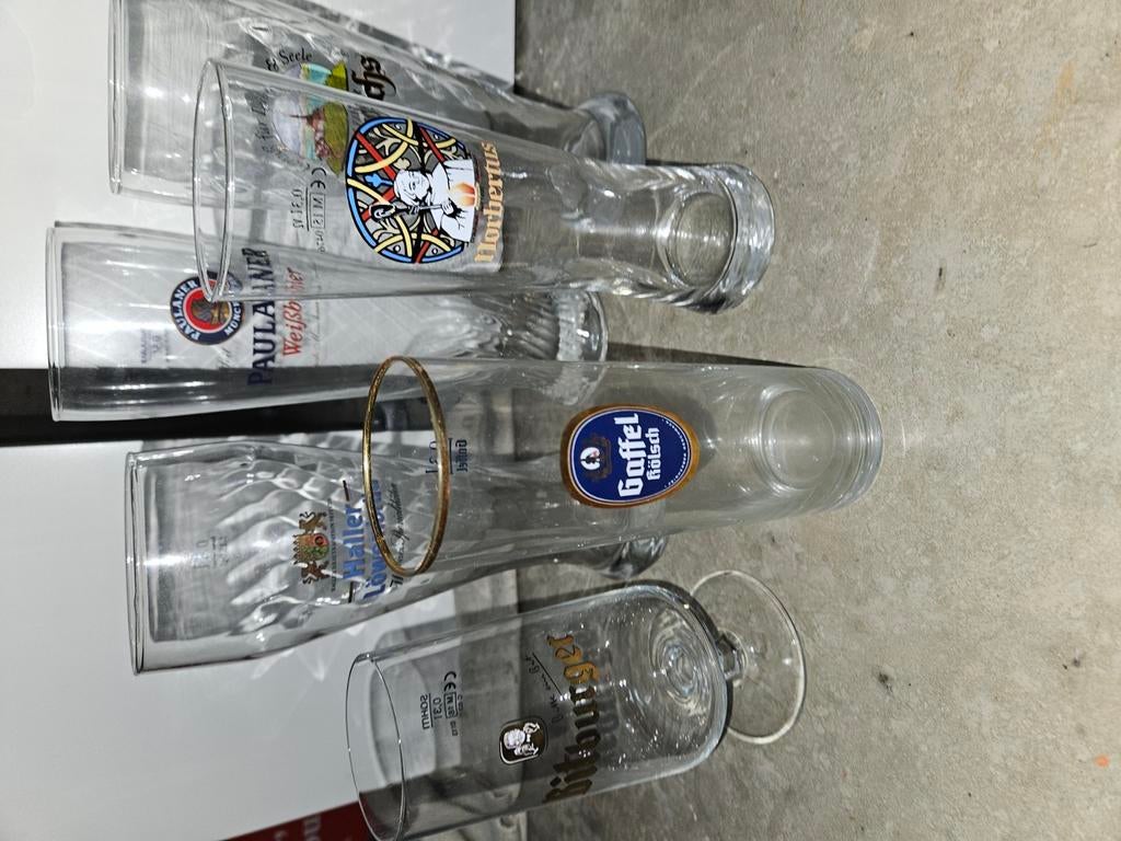 6 bierglazen lot Duitse bieren, Verzamelen, Ophalen, Zo goed als nieuw