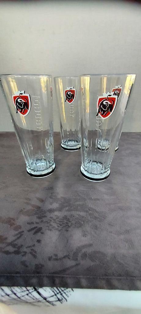 Verre à bière Jupiler 3 pièces Tauro 33cl pour 6 euros, Enlèvement, Utilisé, Verre ou Verres, Jupiler
