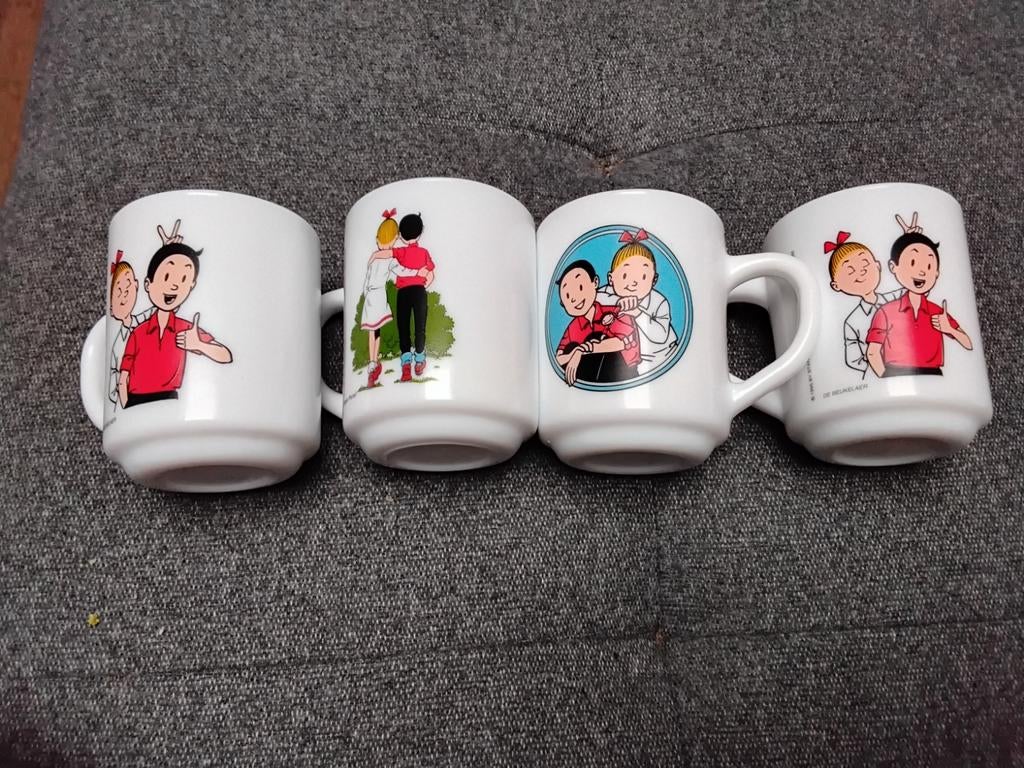 4 vintage mokken Suske&Wiske, Verzamelen, Ophalen of Verzenden, Suske en Wiske