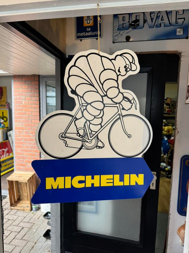 MICHELIN fietsbanden oud reclamebord, Verzamelen, Ophalen of Verzenden, Gebruikt, Reclamebord