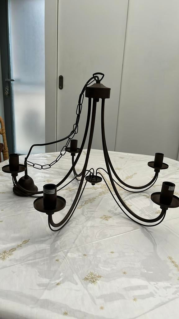 Lustre fer forgé brun, Comme neuf, Métal