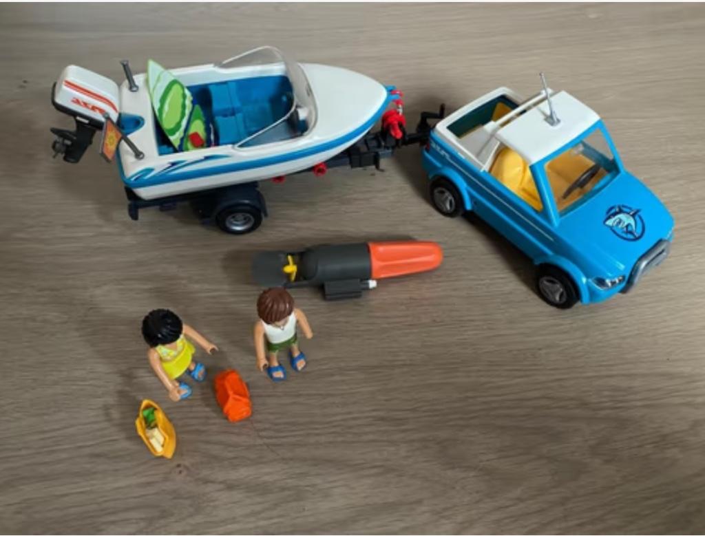 Playmobile surfer pickup met boot en dompelmotor 6864, Ophalen of Verzenden, Gebruikt, Complete set