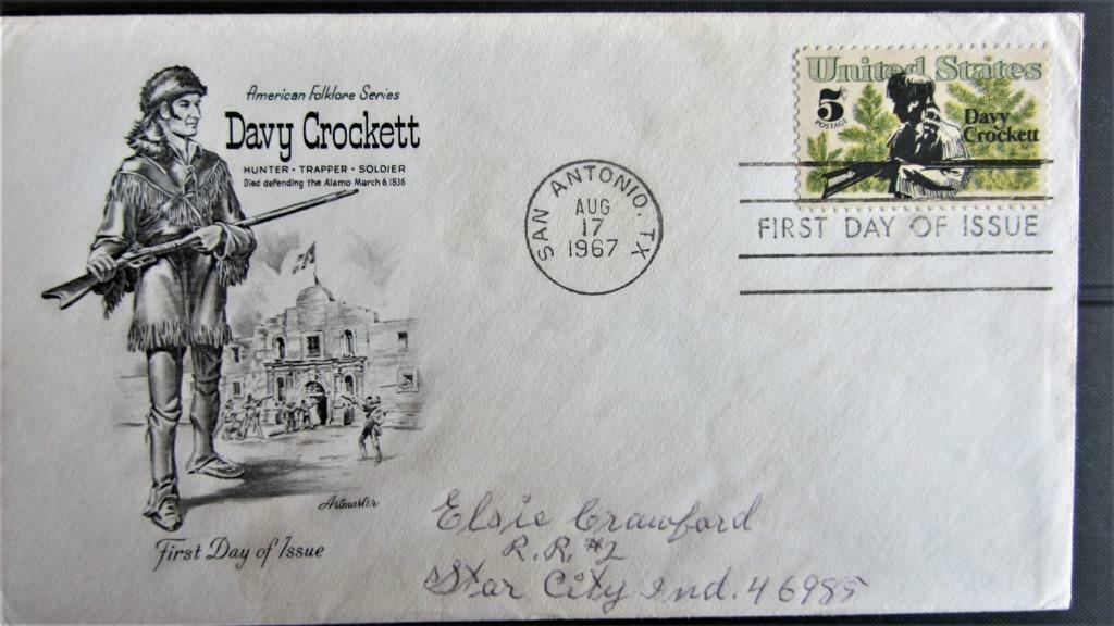 FDC- BEKENDE PERSONEN- U.S.A. DAVY CROCKETT, Enlèvement ou Envoi, Affranchi, Autres thèmes