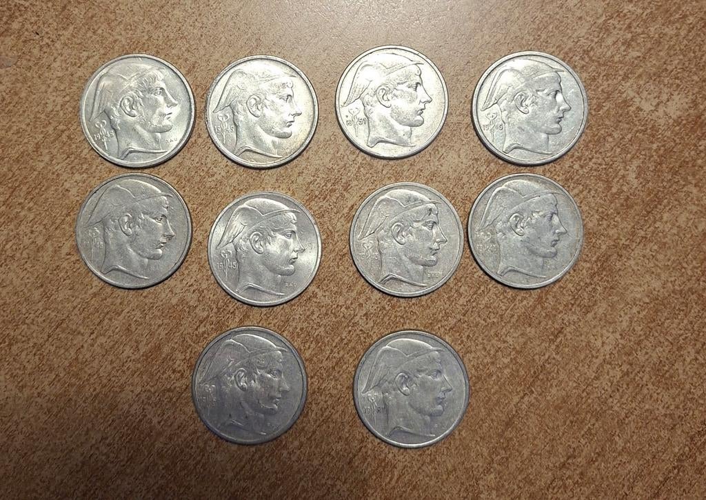 10 pièces de 50 francs belges en argent, Enlèvement ou Envoi, Argent, Série, Argent