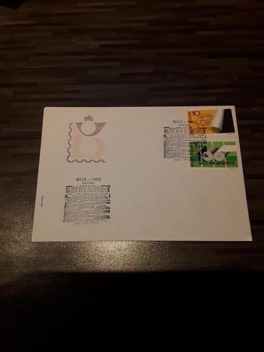 Eerstedagenvelop 100 jaar Gazet van Antwerpen, Postzegels en Munten, Ophalen of Verzenden, Onbeschreven