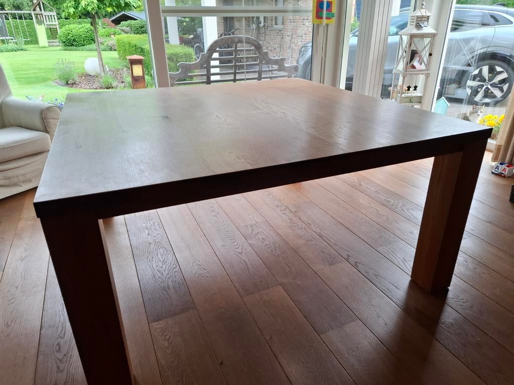 Eettafel vierkant 150x150cm massief eik, Huis en Inrichting, Tafels | Eettafels, Ophalen, Zo goed als nieuw, Vierkant