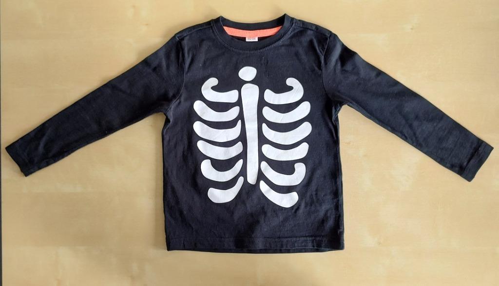 Zwarte longsleeve skelet, maat 98-104, Kinderen en Baby's, Kinderkleding | Maat 98, Jongen of Meisje, Ophalen of Verzenden, Zo goed als nieuw