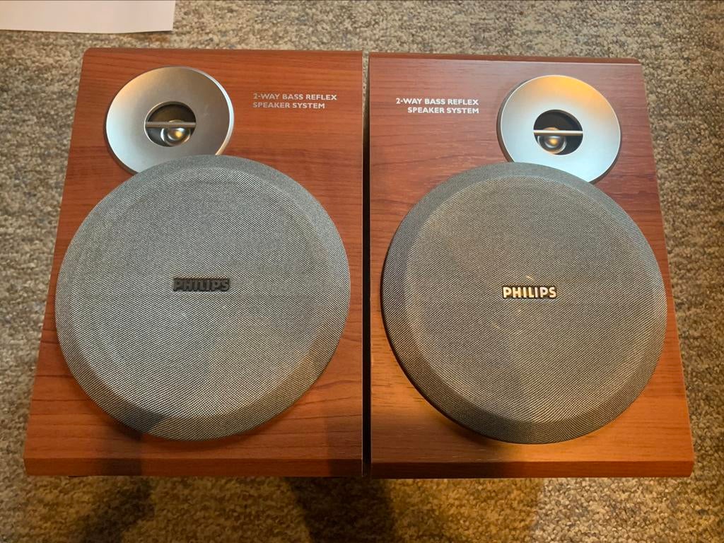 Philips 6 OHM-luidsprekers van hoge kwaliteit als nieuw, Audio, Tv en Foto, Luidsprekerboxen, Zo goed als nieuw, Front, Rear of Stereo speakers