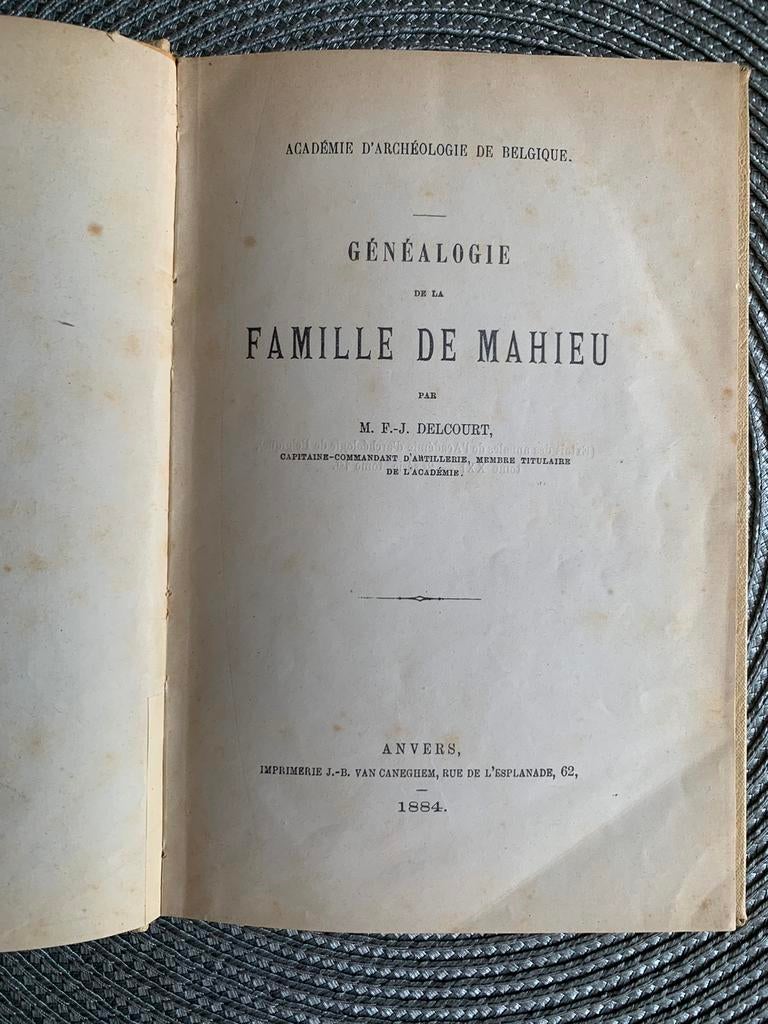 Genealogie familie Mahieu 1884, Ophalen of Verzenden