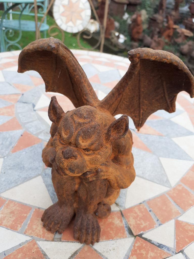 GEPATINEERDE GIETIJZEREN ZITTING, GARGOYLE, Ophalen of Verzenden, Nieuw, Steen, Overige typen