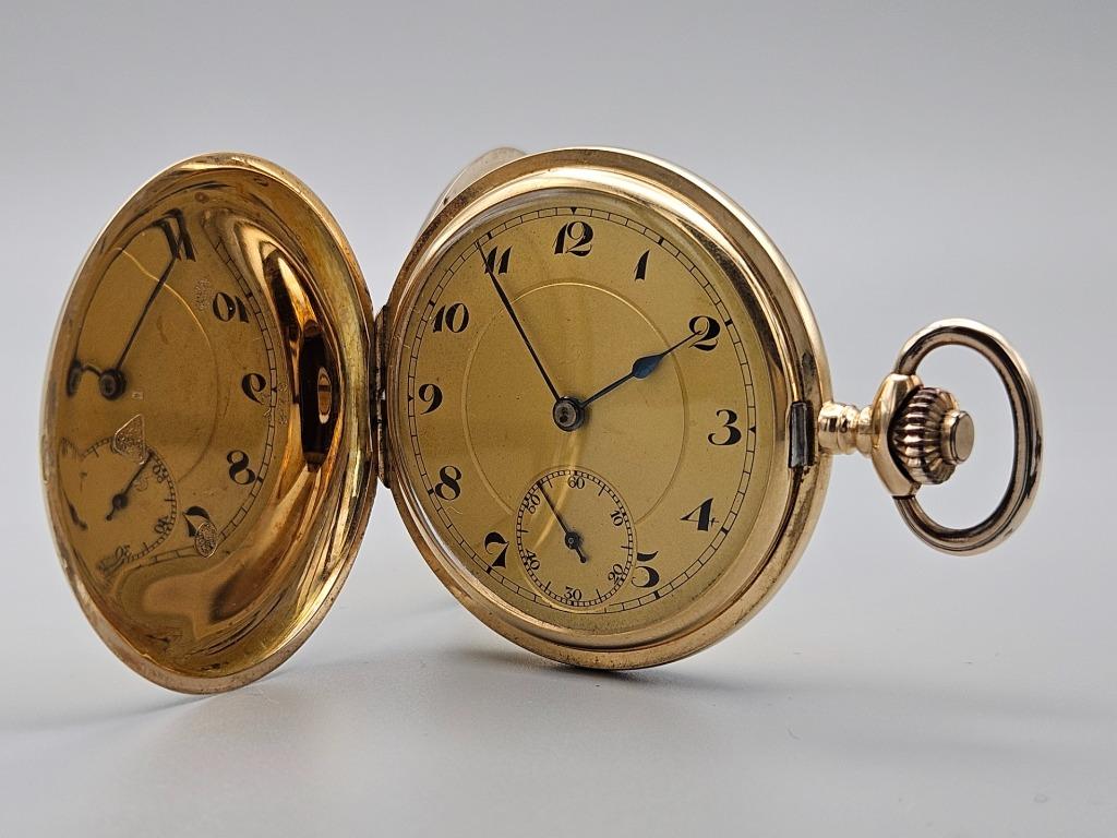 Gouden zakhorloge van Flandrai Ancre 15 Rubis. Rond Ca: 1920, Handtassen en Accessoires, Horloges | Antiek, Overige merken, Zakhorloge