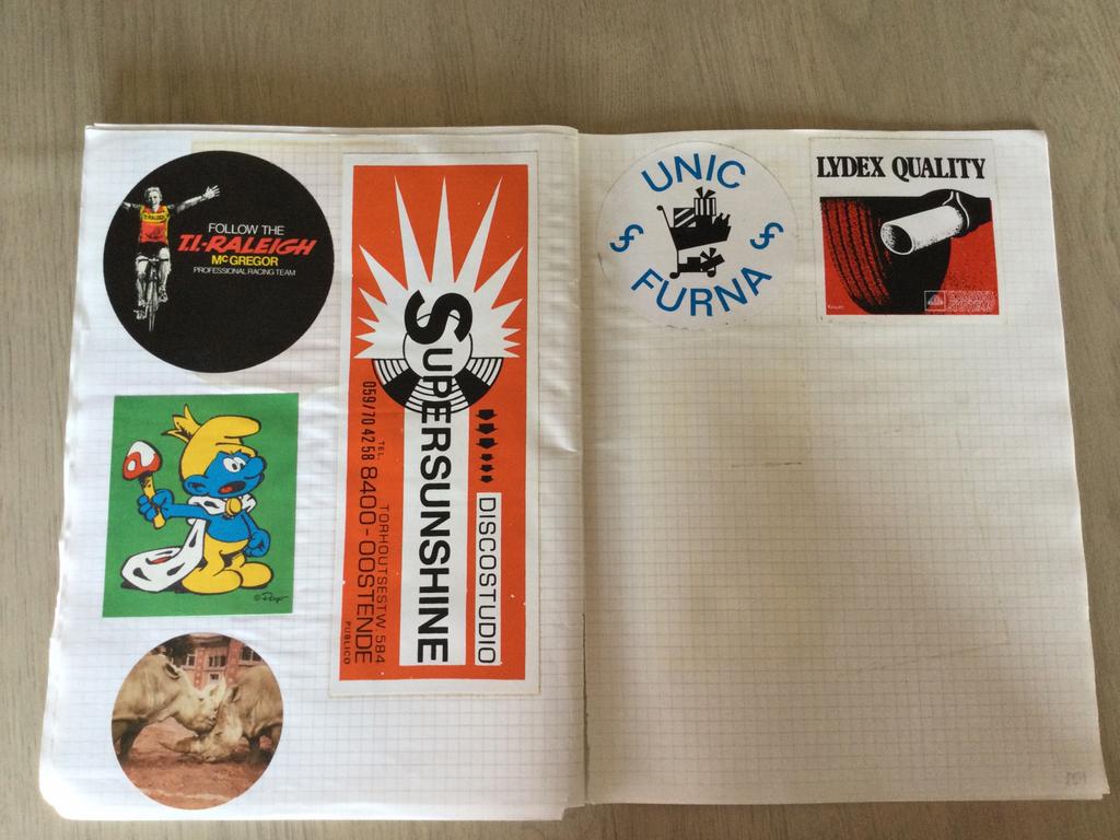 Boek vol vintage stickers - zelfklevers vanaf de jaren 1970, Verzamelen, Ophalen of Verzenden