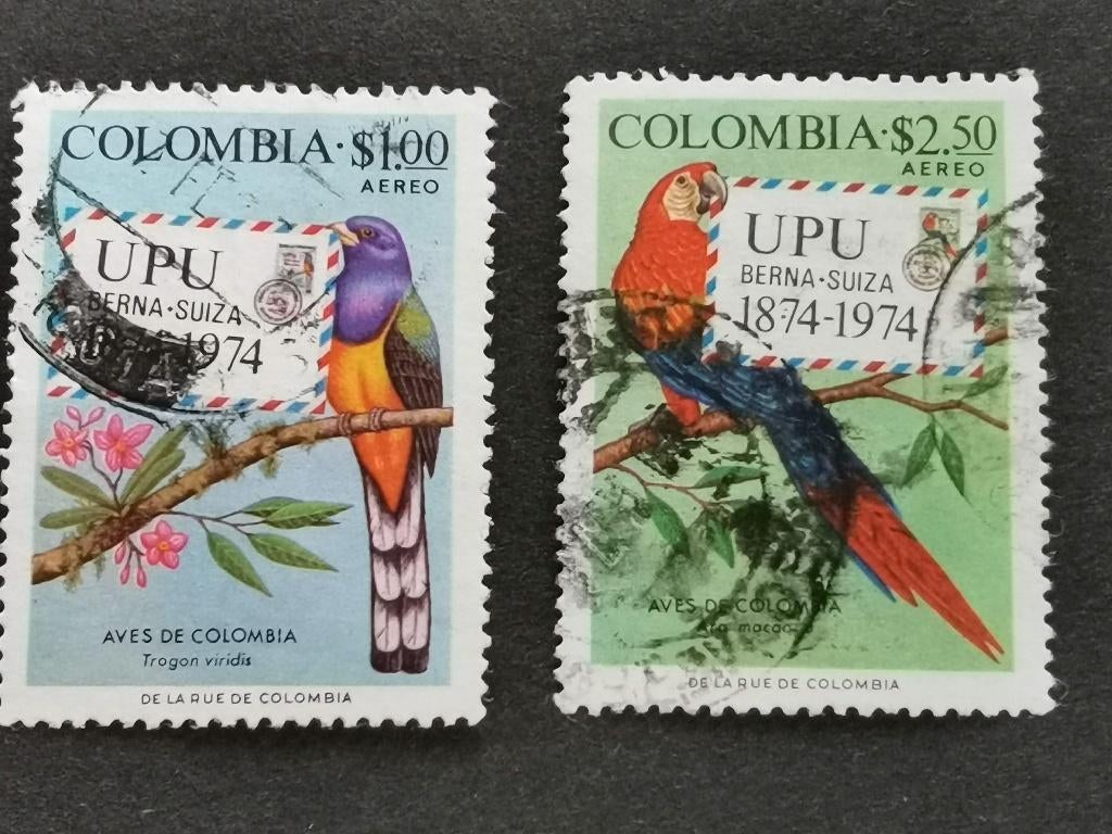 Colombie 1974 - oiseaux, ara, perroquet, Enlèvement ou Envoi, Affranchi, Amérique du Sud