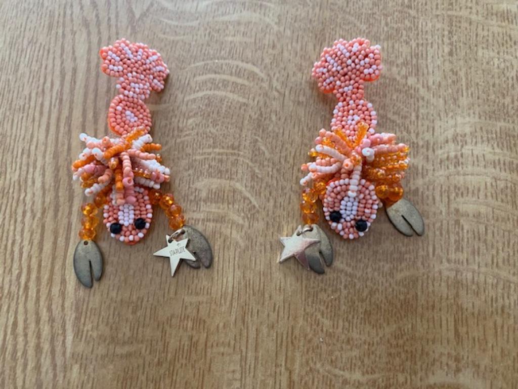 Oranje oorbellen krabben, Handtassen en Accessoires, Oorbellen, Overige materialen, Oranje, Ophalen of Verzenden, Hangers