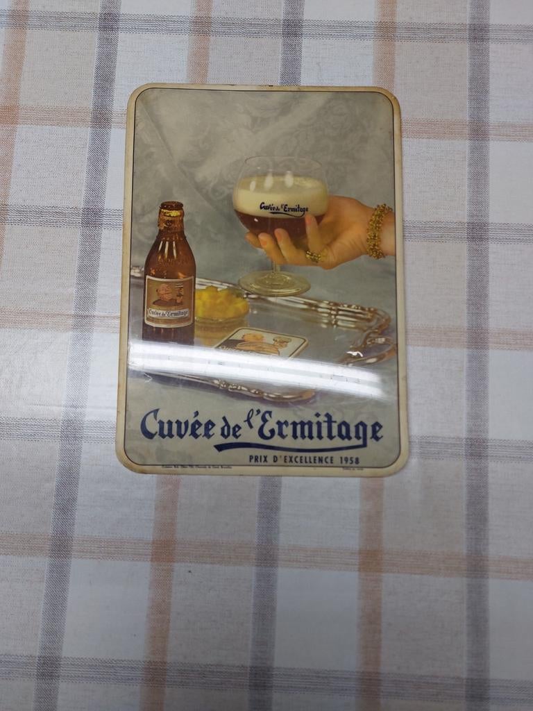 Reclamebord Cuvee de l'ermitage brouwerij Union Jumet, Ophalen of Verzenden, Reclamebord