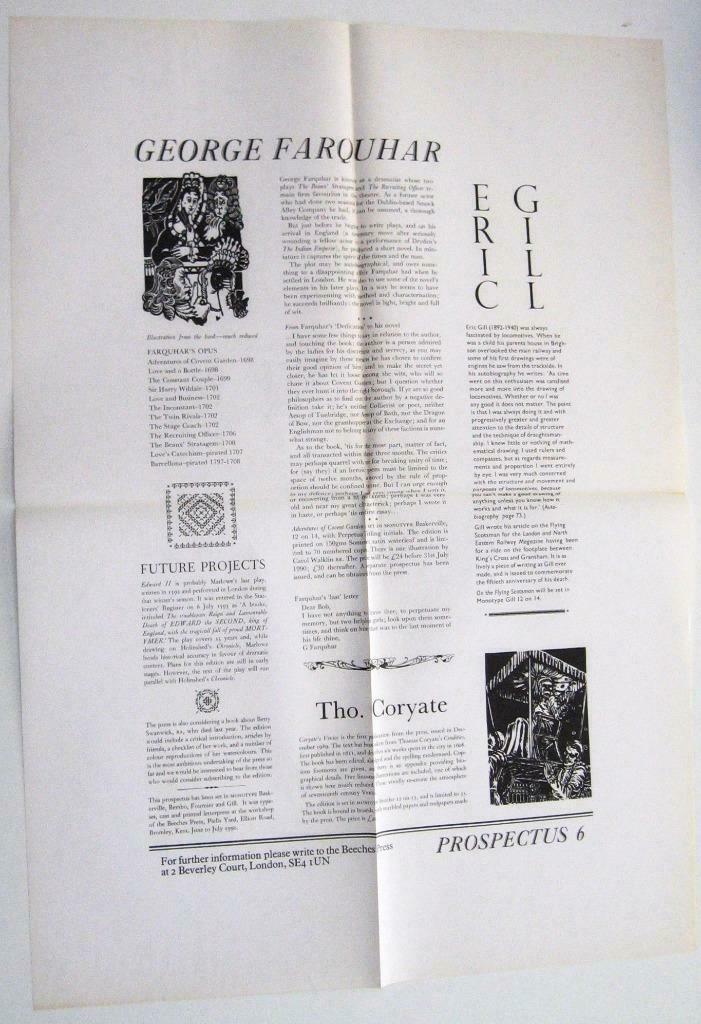 Beeches Press 1990 Prospectus Six, Ophalen of Verzenden, Gelezen, Europa overig