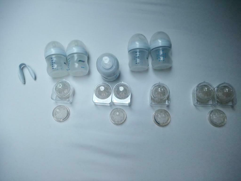 Lot papflessen 125ml + speentjes 1/2/3/4 AVENT, Enlèvement ou Envoi, Utilisé, Autres types