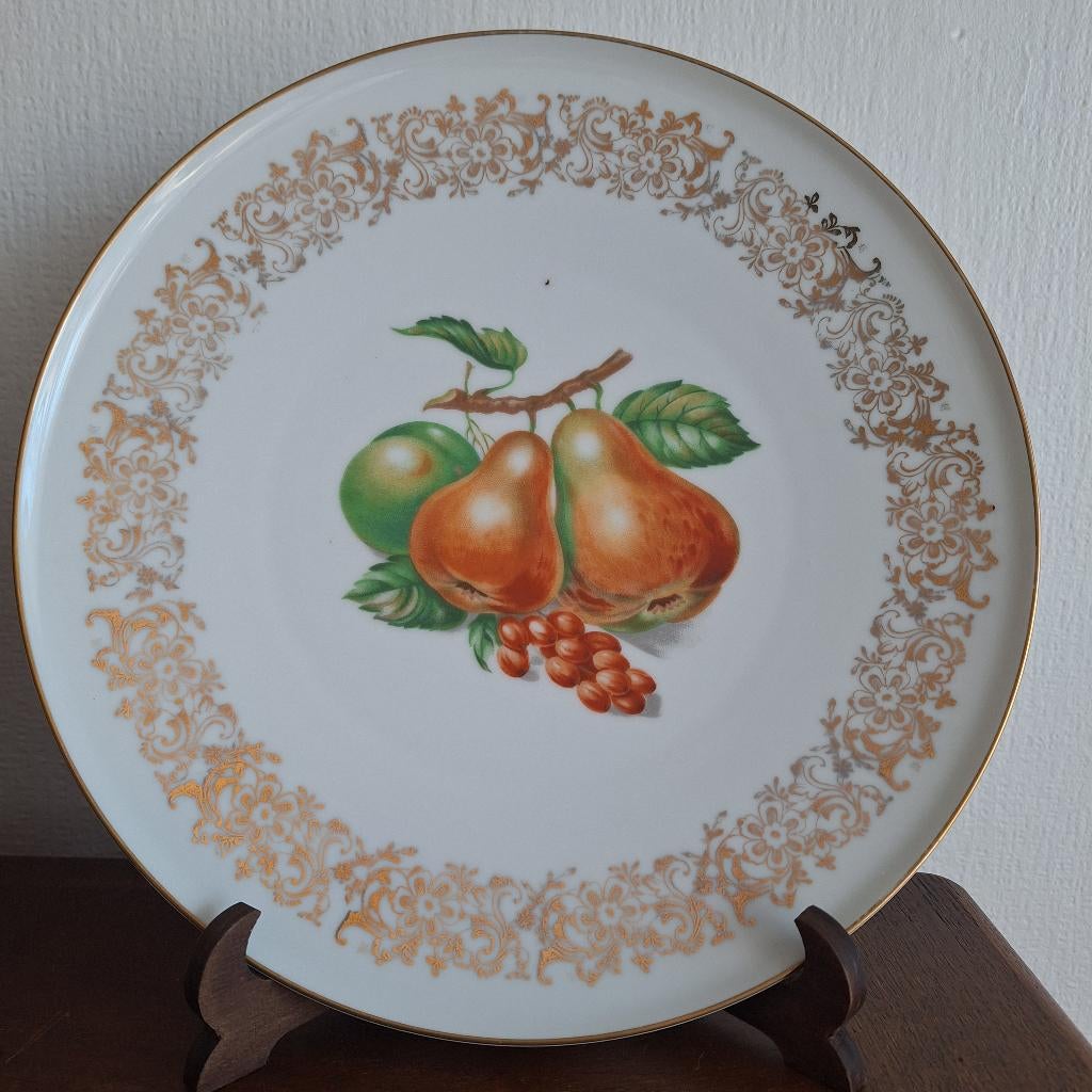 Oude porseleinen met goud gewerkte sierbord  Bavaria , 26 cm, Antiek en Kunst, Antiek | Porselein, Ophalen of Verzenden