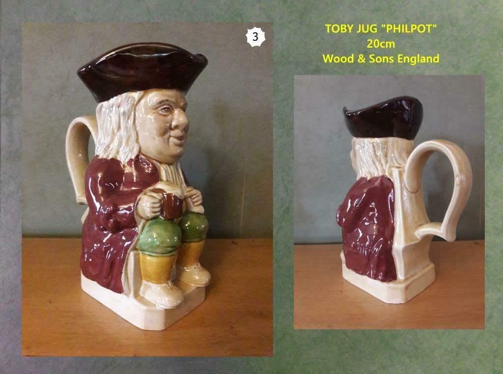 Paar Vintage antieke TOBY keramiek bierkruikjes, Antiek en Kunst, Ophalen of Verzenden
